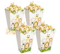 BACH AND BOUJEE Cajas de palomitas de maíz de animales de la selva, bolsas de golosinas de animales de safari, bolsas de golosinas para safari, baby shower, regalos de fiesta de cumpleaños