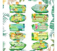 BACH AND BOUJEE cartel bienvenidos a la fiesta safari selva decoración camino con animales salvajes para celebración de carnaval temática zoológico