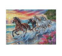 Bach Laufendes Pferdegruppe Wildtiere Wilde Natur Puzzle 300 Piezas para Adultos Divertido Cautivador Y Relajante Actividades Familiares 300 PCS（40x28cm）