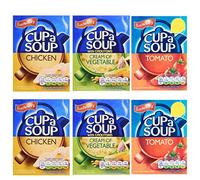Bachelors Instant Cup A Soup Selection Tomate, crema de verduras, sabores de pollo, 6 cajas