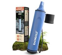 Bachgold Filtro de Agua Supervivencia - Pajita Filtrante Elimina 99,99% Virus, Bacterias y Protozoos - 2 Etapas Electroadsorbente Ahlstrom + Carbón Activo, Manguera 70 cm, Negro
