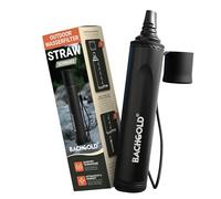 Bachgold Filtro de Agua Supervivencia - Pajita Filtrante Elimina 99,99% Virus, Bacterias y Protozoos - 2 Etapas Electroadsorbente Ahlstrom + Carbón Activo, Manguera 70 cm, Negro