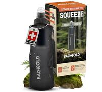 Bachgold® Squeeze Filtro Agua Supervivencia - Ultraligero Botella con Filtro de Agua (Gris) con 500L Capacidad | Elimina Bacterias, Virus y Microplásticos | para Camping, Emergencia (Gris 500ml)