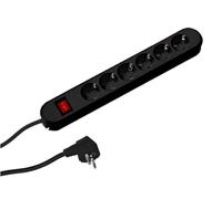 Bachmann 381.151K Smart - Regleta de 6 enchufes con interruptor, color negro