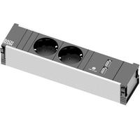 Bachmann 9120156 912.0156 CONI Duo pequeñas Unidades de Toma de Corriente, 2X enchufes con Puesta a Tierra, 1x Cargador USB, Negro