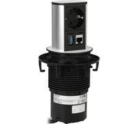 Bachmann 928.0050 toma de corriente ac + rj-45 + usb a negro, cromo