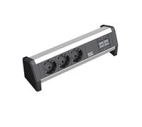 Bachmann 339.1004 - Regleta para fijar al escritorio (3 enchufes Schuko, 2x Ethernet cat. 5)
