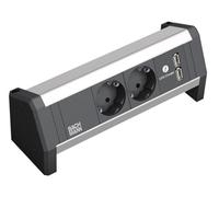 Bachmann desk - Regleta mesa 2xschukos negro +2xusb cargador
