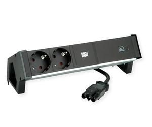 Bachmann DESK2 GST18 - Cargador USB (Aluminio, 2 Unidades, 60 W, 0,2 m), Color Negro