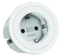 BACHMANN Enchufe empotrable PIX 1 x enchufe con 2 anillos decorativos (blanco y aspecto de acero inoxidable), 0,2 m, cable GST enchufe de mesa para cocina, oficina o sala de estar, color blanco