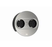 BACHMANN Enchufe empotrable Twist 2 redondo de 2 vías con cable de 2 m para cocina y oficina, aspecto de acero inoxidable 946.000 (con apertura automática, revestimiento antihuellas y cubierta