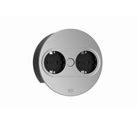 BACHMANN Enchufe empotrable Twist 2 Redondo de 2 vías con Cable de 2 m para Cocina y Oficina, Color Plata 946.008 (con Apertura automática, Revestimiento antihuellas y Cubierta extraíble)