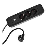 Bachmann Regleta Primo 2 – Aluminio, 3 enchufes, 2 m, negro, sin interruptor