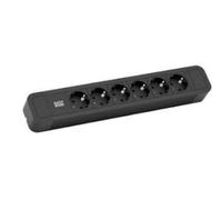 Bachmann - Primo 2-6 vías Tira de Enchufe con Interruptor y Dispositivo Completamente Protegido 6 vías Conector de Aluminio con Interruptor en Negro, Longitud del Cable 2 m HO5VV-F 1,50 mm²