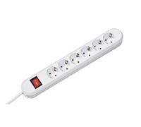 Bachmann Regleta de 6 tomas con interruptor y cable de 3 m, color blanco