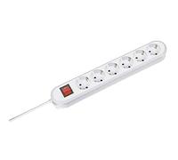 Bachmann Regleta de 6 tomas con interruptor y cable de 3 m, color blanco