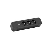 Bachmann Regleta Primo 2 de Aluminio con 3 enchufes, Color Negro, 2 m, sin Interruptor.