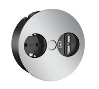 Bachmann Twist 1xCEE7/3 1xUSB Charger Chrom Matt 0,2m GST18 Twist, W125899599 (Chrom Matt 0,2m GST18 Twist, 2 m, 1 AC Outlet(s), Indoor, Metal, Chrome, 42.5 mm)