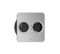 BACHMANN Twist 2 Metallische Abdeckscheibe eckig, Schwarz Matt, ähnlich RAL 9005 30GE seidenmatt, 1xSchutzkontaktsteckdose Schwarz mit erhöhtem Berührungsschutz, 1xUSB A/C 22W Charger, Zuleitung 2,0m