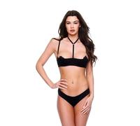 Baci Lingerie 2pc Sexy Quarter Cup Sujetador y tanga Set Black M/L