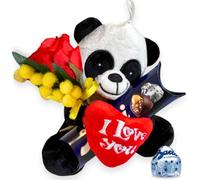 Baci Perugina Idee Regalo San Valentino - Baci Perugina Cuore Classico Fondente Luisa da 100Gr + 5 Boccioli di Rose Rosse in Legno - Confezione Regalo per Uomo Donna (CUORE CLASSICO + DECO)