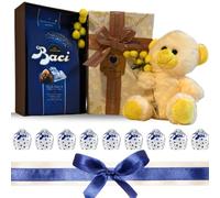 Baci Perugina Regalo Festa Della Donna - Orsacchiotto "Occhi Dolci" Con Mimosa + Baci Perugina Classici Bag 125gr - Confezione Regalo (Baci Perugina 125gr)