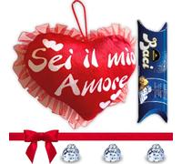 Baci Perugina Regalo para novia - Novio - Cojín personalizado en forma de corazón con texto "You're My Love" + 37.5g Baci Perugina Chocolates - Regalo para hombres y mujeres