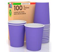 Baciato Caffè 100 vasos de papel de 200 ml ecológicos biodegradables desechables, fabricados en Italia, para transportar bebidas calientes de agua de colores violeta,fabricado y empaquetado en Italia