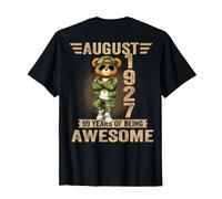 (Back) Agosto 99 Cumpleaños Decoraciones Hombres 1927 Oso de Peluche Camiseta