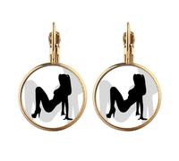 Back Hot Beautiful Woman Art Deco - Pendientes de gota dorados con clip, sin perforación, joyería colgante