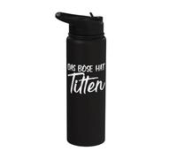 Back -imprenta el mal tiene tetas tetas senos divertidos Stainless Steel Insulated Water Bottle