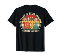 (Back) Impresionante Desde Octubre de 1934 Vintage Retro 92 cumpleaños Camiseta