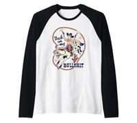 Back on My Bull Rodeo Cowboy Retro Vintage Funny Adult Humor Camiseta Manga Raglan