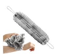 Back Scrubber Loofah, Duals Sided Shower Exfoliator, Rope Handle Design, Quick-Drying Body Cleaner, Daily Bath Skincares Routine, 49x13.5cm 45g White Gray