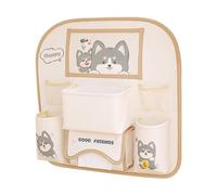 Back Seat Car Organizer with Kick Mat, Cute Multifunctional Storage Bag, Faux Leather Material, Travel Accessory with Multiple Pockets for Interior Protection and Child Organization, 42x42.5x1cm