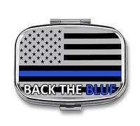 Back The Blue Police Line - Pastillero portátil para organizar pastillas de viaje, pastillero para bolsillo de bolso