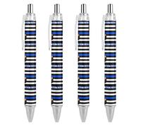 Back The Blue Thin Blue Line Lion - Bolígrafo retráctil de 0,5 mm, escritura suave con agarre cómodo, suministros de oficina para hombres y mujeres, 4 unidades como se muestra en la imagen 2