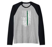 Back The Green Thin Green Line American Flag Border Patrol Camiseta Manga Raglan