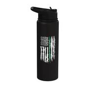 Back the Green Thin Green Line American Flag Border Patrol Stainless Steel Insulated Water Bottle