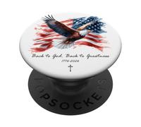 Back to God, Back to Greatness Vintage Watercolor Eagle 1776 PopSockets PopGrip Adhesivo
