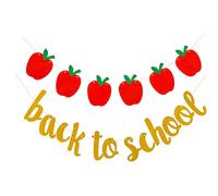 Back to School Banner Apple Garland Banner for First Day of School Classroom Decor Teacher Gifts Apple Themed Party Supplies by Ucity