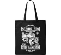 Back to School Bus Best Student Ride - Bolsa de algodón ecológico natural, color negro, Black, Talla única