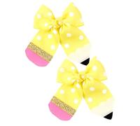 Back To School Clip Pencil - Handmade Dot Pattern Design, 2PCS Fabric Hairpin Bowknot Clips, Ponytail Holder Hairgrips, Cheer hairBows Tie Accessory | for Girls Students First Day Of School