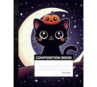 Back to School Composition Notebook: Cute Cat Halloween theme Journal Wide Ruled Lined Dot