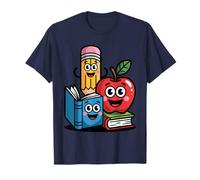 Back to School Cute Apple Book Pencil Kids School Design Camiseta