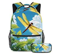 Back to School Essentials, juego de 2 mochilas escolares, bolsa de viaje de moda para niños, niñas y adolescentes, bonita libélula, multicolor, B：29.4x20x40cm P：19x7.5x3.8cm, Mochilas daypack