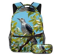 Back to School Essentials, juego de 2 mochilas escolares para niños, mochila y estuche para lápices, para niños, niñas y adolescentes, lindo cuco, multicolor, B：29.4x20x40cm P：19x7.5x3.8cm, Mochilas