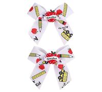 Back to School Hair Bow Clips - Ruler & Pencil Printed Barrettes | Girl's H
