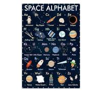 Back to School Space Alphabet Posters - Set of 26 Laminated ABC Charts - Classroom Decor & Teacher Supplies for Preschool, Kindergarten, Elementary(Framed,16x24inch(40x60cm))