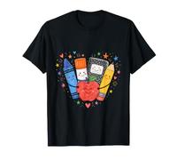 Back To School Supplies Teacher Classroom Pencil Apple Art Camiseta